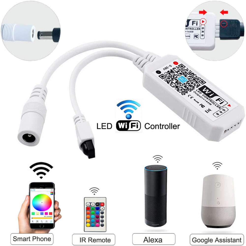 Wifi Rgb Licht 17 24 Sleutel 44 Sleutel Telefoon APP LED Controller DC12V IR Remote Controller voor SMD 5050 2835 3528 RGB LED Strip Verlichting