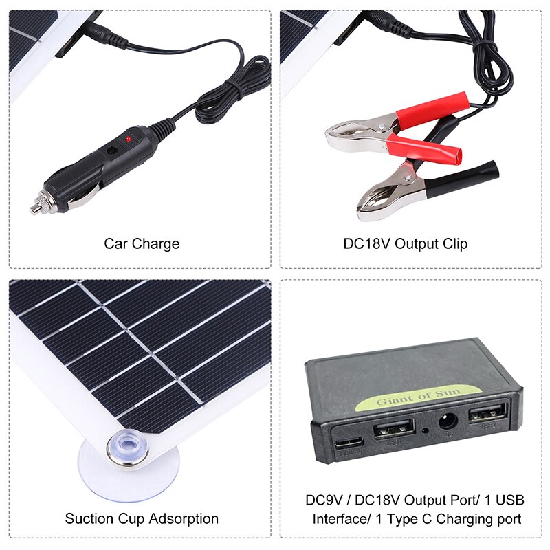 Zonnepaneel Kit 12V 300W Usb Opladen Zonnecel Boord Draagbare Controller Batterij Oplader Voor Camping Wandelen Auto lader