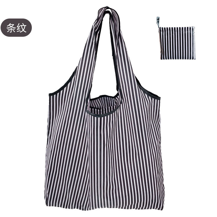 Big Polyester ECO Folding Bag Reusable Shopping Bags for Market Foldable Shop Bag Eco-friend Reduce Plastic: stripe