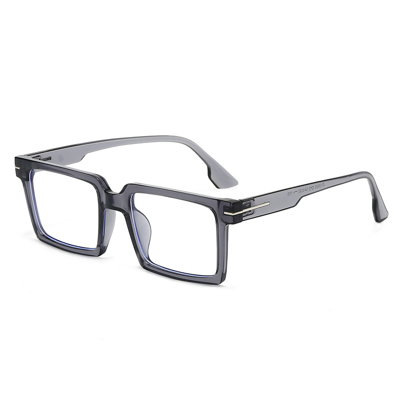 European and American fashionable square frame glasses, daily decoration for men and women, anti-blue light glasses for shopping: Silver