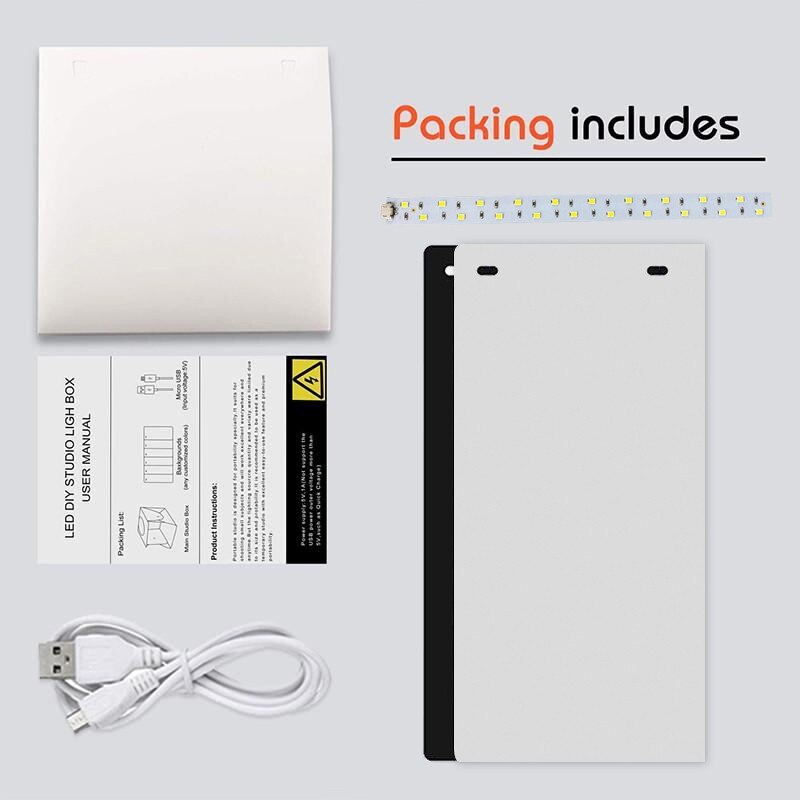 Foldable Photography Lightbox Photo Studio Softbox LED Light Shooting Box Kit With 2 Background for DSLR Camera Smart Phone