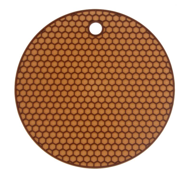 14cm Siliconen Ronde Honingraat Warmte-Isolerende Kussen Tafel Kussen Kom Kussen Cup Kussen Europese Keuken: Brown