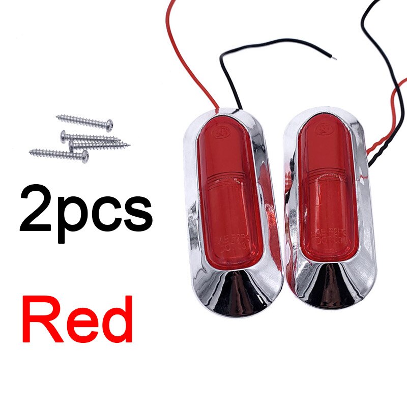 2PCS 12V24V universal 4LED side light guide truck side light Indicator Lights White red yellow green blue: red light
