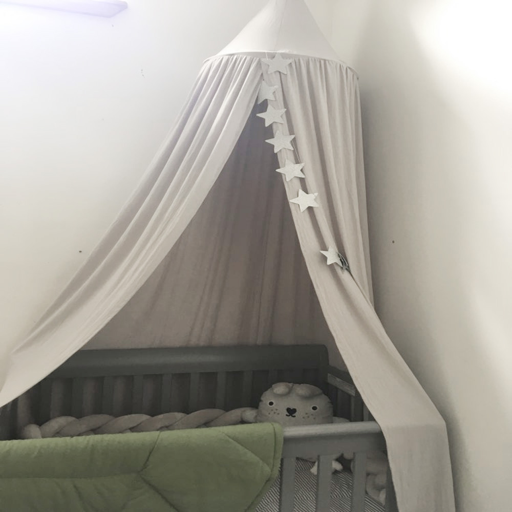 Kamimi baby seng gardin børneværelse dekoration krybbe net telt vasket bomuldsklud hængt kuppel baby myggenet fotog