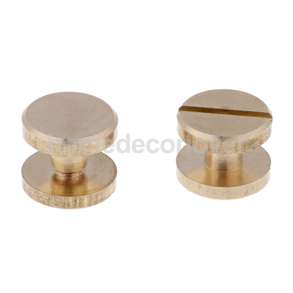 6 Sets Massief Messing Platte Ronde Kop Stud Screwback Leren Craft Chicago Schroeven