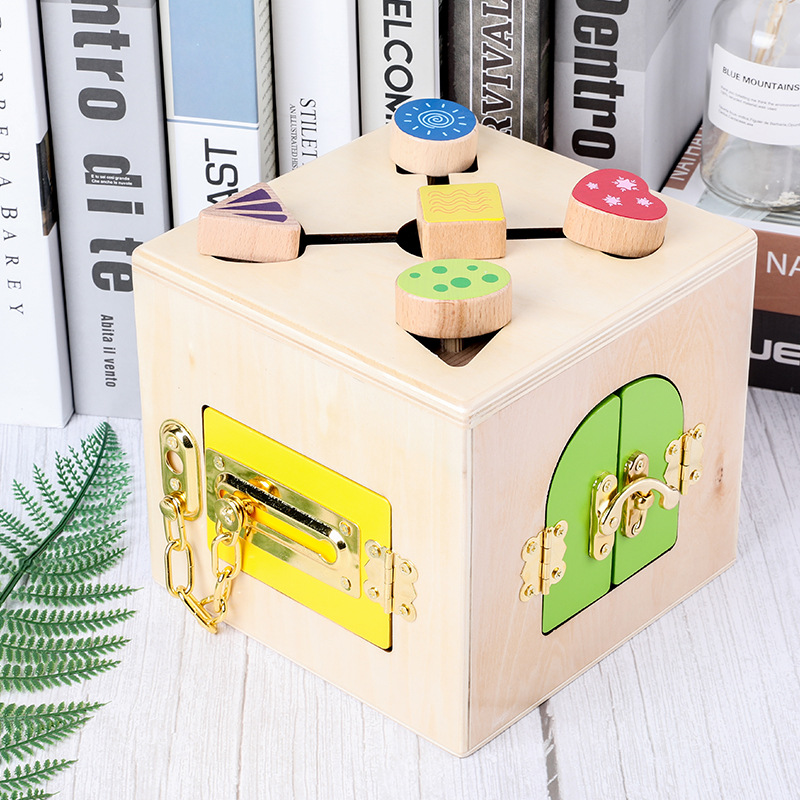 model imitates lockbox early education puzzle 3 years old and above kindergarten to learn fire lock box block toy