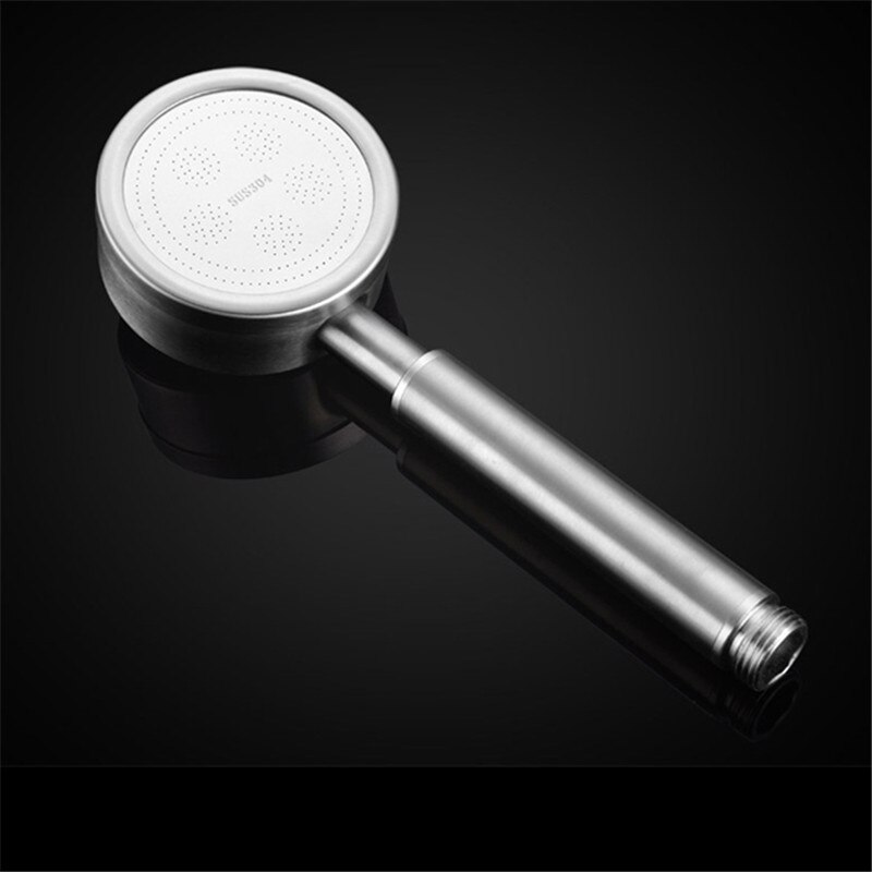 Shower Head Silver brushed Round Single Stainless Steel Pressurized Hand High Pressure Shower Household Bathroom Products: Default Title