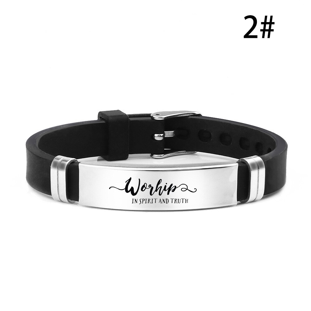Trendy Religious Heart Jesus Scripture Quote Christian Bible Inspirational Verse Faith Hope Love Silicone Bracelets For Man: 2