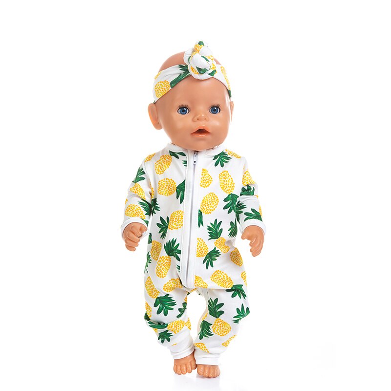 Born BabyFit 18 pulgadas 40cm-43cm ropa para muñeca fresa, piña, fruta y pelo cinta traje accesorios para bebé: Q-101