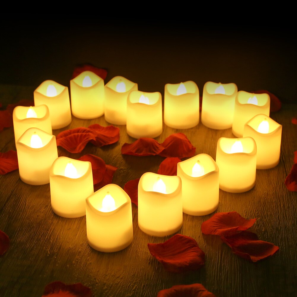 12/24 stk ledet stearinlys batteridrevet flammefri telyslampe til dekorasjonsutstyr til bryllupsfester