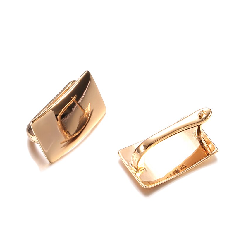 Kinel Glossy Dangle Earrings 585 Rose Gold Simple Square Earrings For Women Daily Fine Jewelry