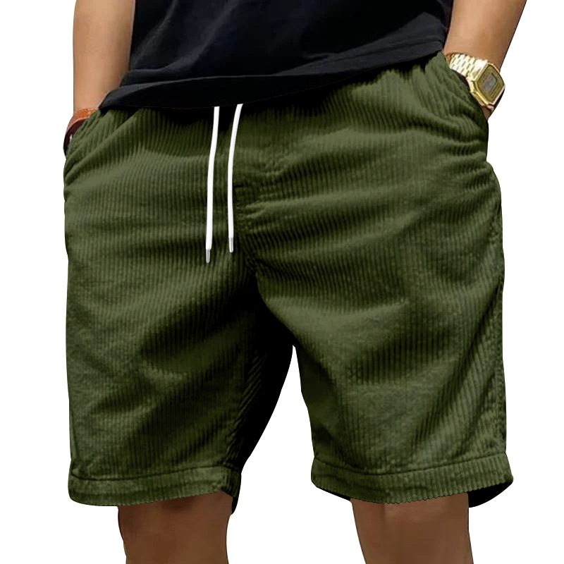 2024 Amerikaanse Heavy Duty Werk Shorts Zomer I Trendy Retro Corduroy Modemerk Heren Casual Shorts: S / Army Green