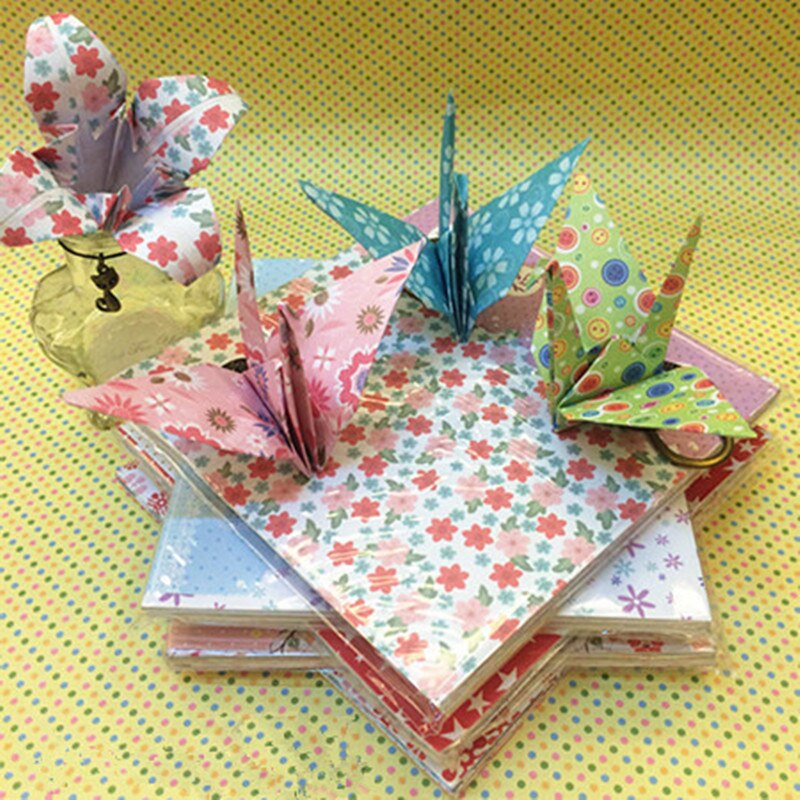 Papel de Origami con bonito Floral para niños, Material de decoración para álbum de recortes, Diy, barato, 14,5x14,5, 12 patrones, 70 unids/lote