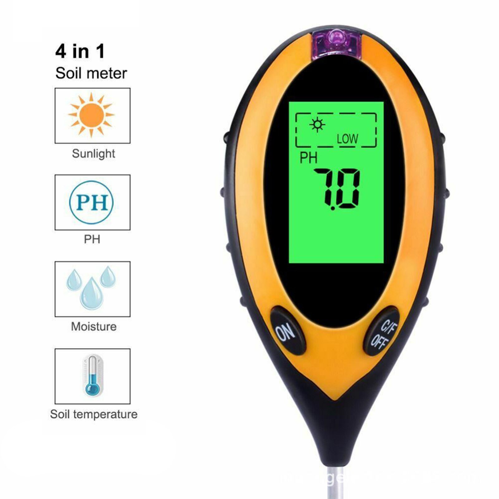 Soil pH Tester 4 in 1 PH Light Moisture Acidity Tester Soil Tester Moisture Meter Plant Soil Tester Kit for Flowers