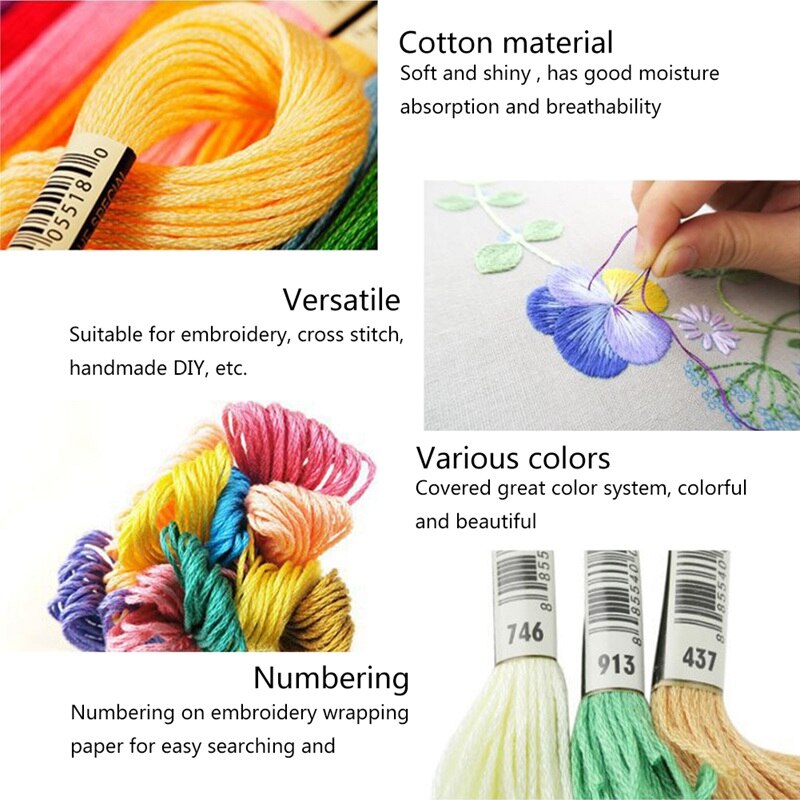 50/100 Colors Embroidery Threads Set Cotton Thread European Three-dimensional Cotton Threads Embroidery Thread