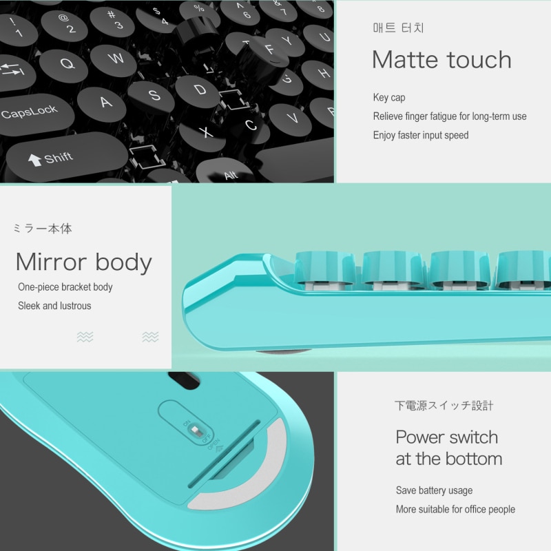 Punk bluetooth keyboard set telefon nettbrett laptop wirless tastaturer for macbook/ipad ekte mekanisk tastatur 77 nøkler bærbare