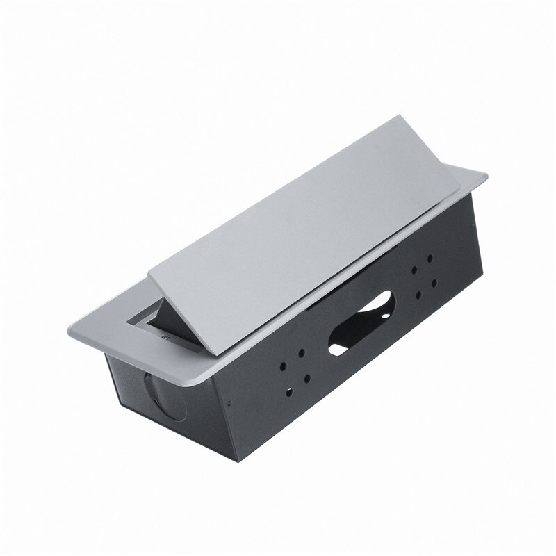 Pop Up Ground Socket Zinc Alloy Plate 16A Slow POP UP 2 Power EU Socket Hotel Table Desktop Outlet Black Module Steel Box