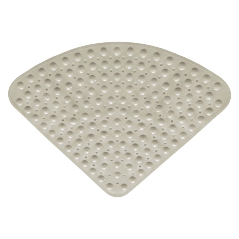 Alfombrilla de ducha de esquina antideslizante en forma de abanico, alfombrilla de baño de Sector de plástico, alfombrilla de suelo de baño, reposapiés con ventosa, agujeros de drenaje: Khaki