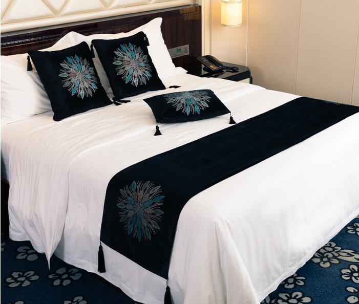 Bloemen Spreien 45cm Breedte Bed Runner Luxe Bed Vlag Decoratieve Bed Cover 100% Polyester Voor Thuis Hotel Gebruik: 4 hei se / King