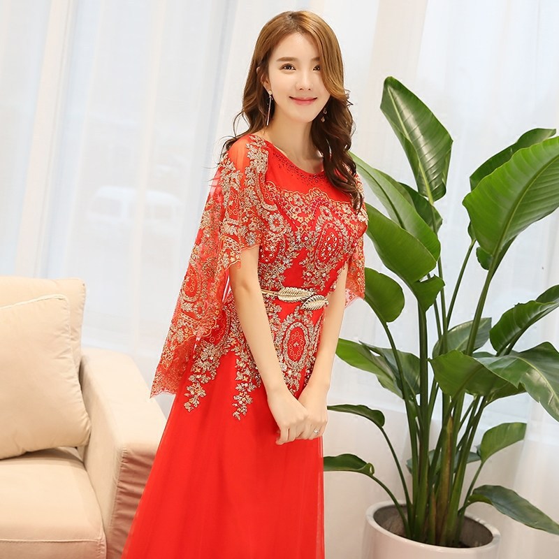 Chinese Stijl Avondjurk Sexy Slim Lace Up Lace Shawl Jurk Verbeterd Cheongsam Vestidos Maat S-3XL