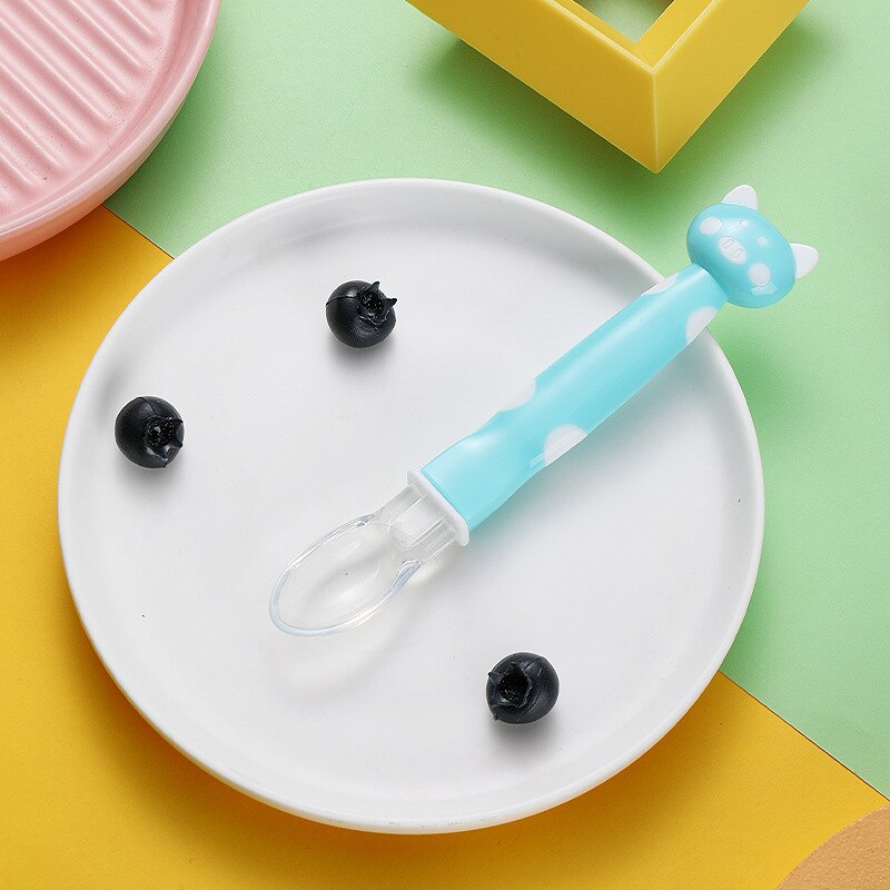 SMGSLIB – cuillère en Silicone sans BPA pour bébé, vaisselle pour enfants, alimentation solide: light blue