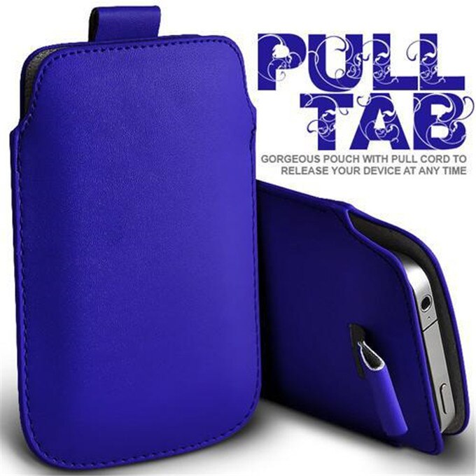 Voor Iphone 4 4S 4G Case Universal Pull Tab Pu Leather Sleeve Pouch Tassen Telefoon Gevallen Voor IPhone4 fundas Tas Voor IPhone4S Coque: Blauw