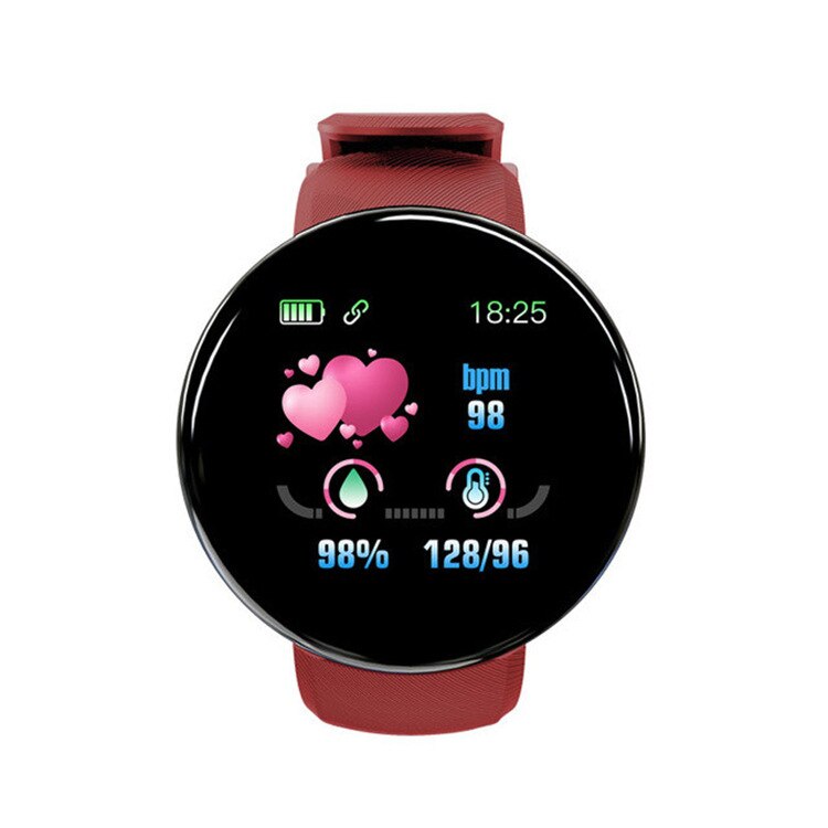 Smart Polsbandjes Waterdichte Sport Armband Bloeddruk Hartslagmeter Sport SmartwatchD18 Stap Teller Fitness Armband: Rood