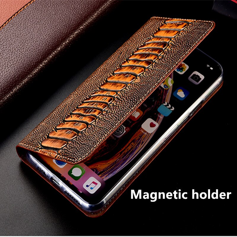 Ostrich texture natural leather holster case for ZTE AXON 11 5G/ZTE AXON 11 SE/Nubia Redmagic 5G/Nubia Play phone case card slot