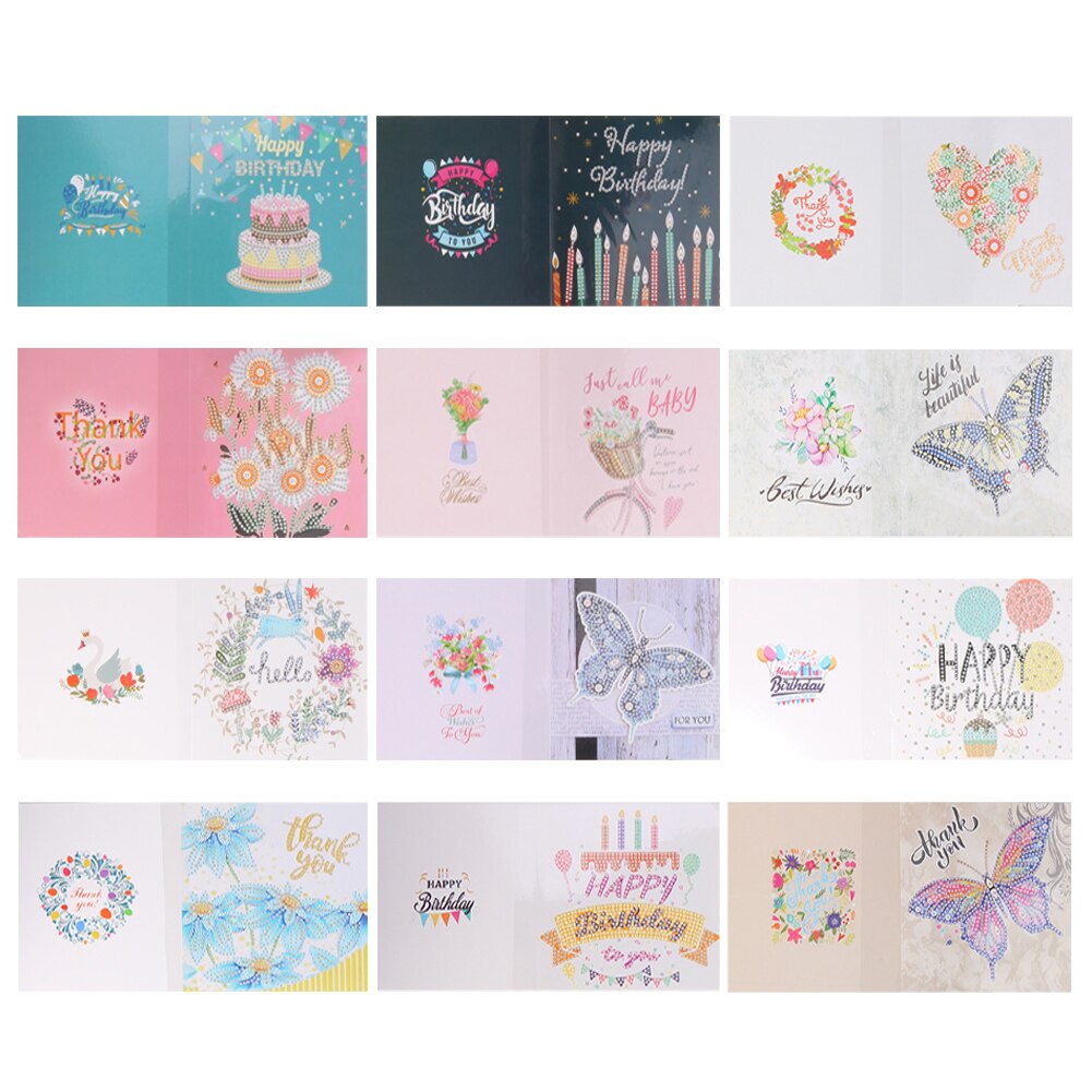Diamond Painting Cards Happy Birthday Cards 5D DIY Special Diamond Painting Card Postcards Birthday Xmas for Girls