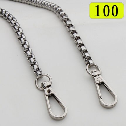Metal Chain For Shoulder Bags Handbag Buckle Handle DIY Belt For Bag Strap Accessories Hardware Double Woven Iron Purse Chain: silver 100 cm
