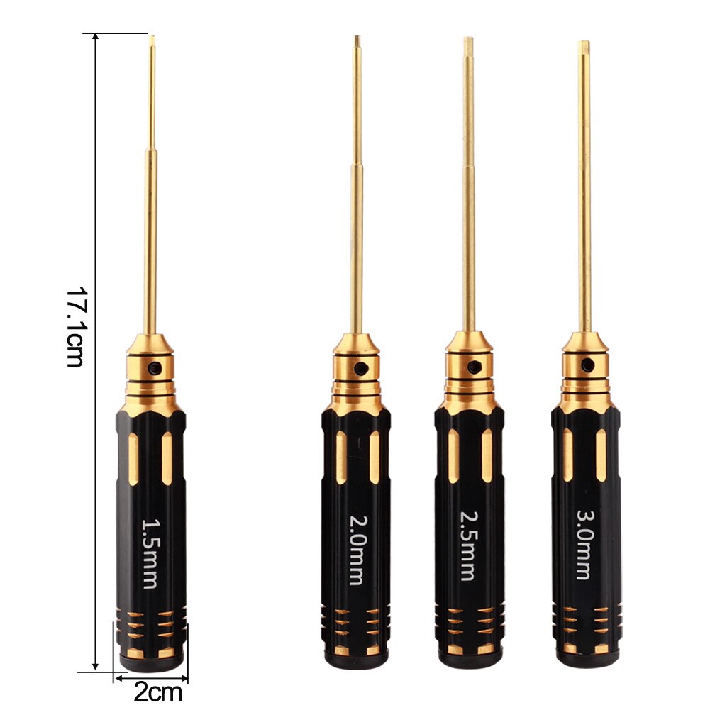 Hexagon Schroevendraaier Reparatie Rc Model Tool Twee-Kleur Titanium-Plated Rc Vliegtuig Schroevendraaier Hex Reparatie Tool