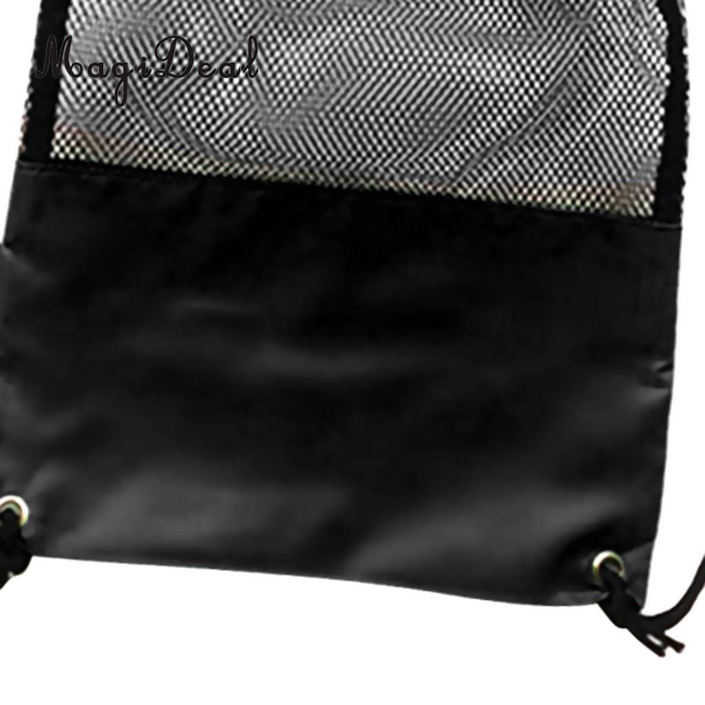 MagiDeal Adjustable Mesh Drawstring Bag for Snorkeling Scuba Diving Fins Goggles Mask Black Beach Sea Kayaking Surfing Equipment