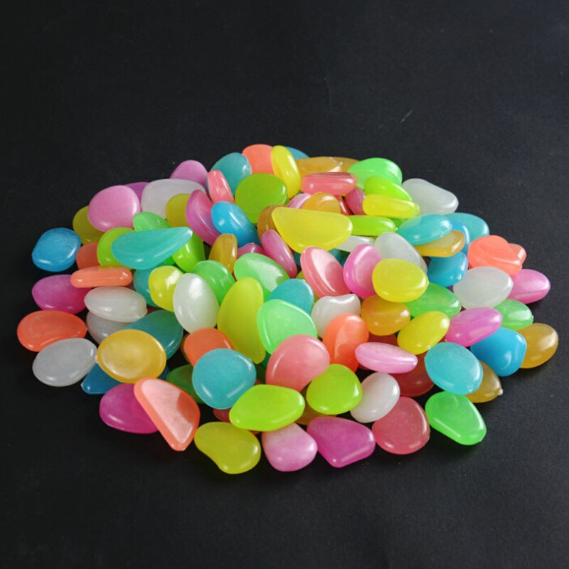 100pcs Resin Garden Fish Tank Artificial Luminous Stones Rock Set 2-3cm: Mixed Color
