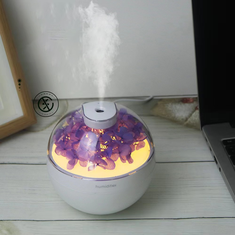 2025 cable de alimentación USB Mini humidificador de aire de flores simuladas difusor de Aroma difusor de aceites esenciales con luces nocturnas cálidas