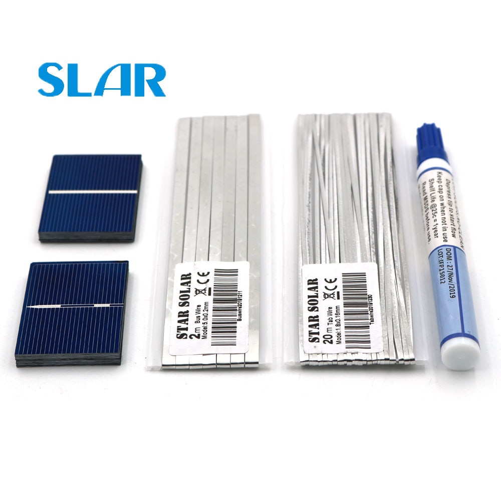 Diy solcellepanel-opladersæt 7w 8w 12w 16w 21w 30w 50w polykrystallinsk solcelle 39*39 52*52 39*22 mm afskærmningstråd samleskinne flux pen