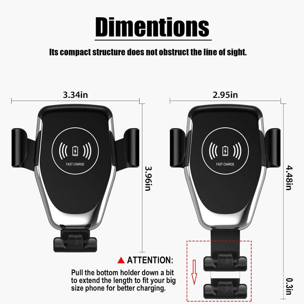 FDGAO auto Qi Ricevitore Caricabatterie Senza Fili per il iPhone 11 pro XS X XR 8 Veloce Senza Fili di Ricarica Supporto Del Telefono dell'automobile per Samsung S10 S20