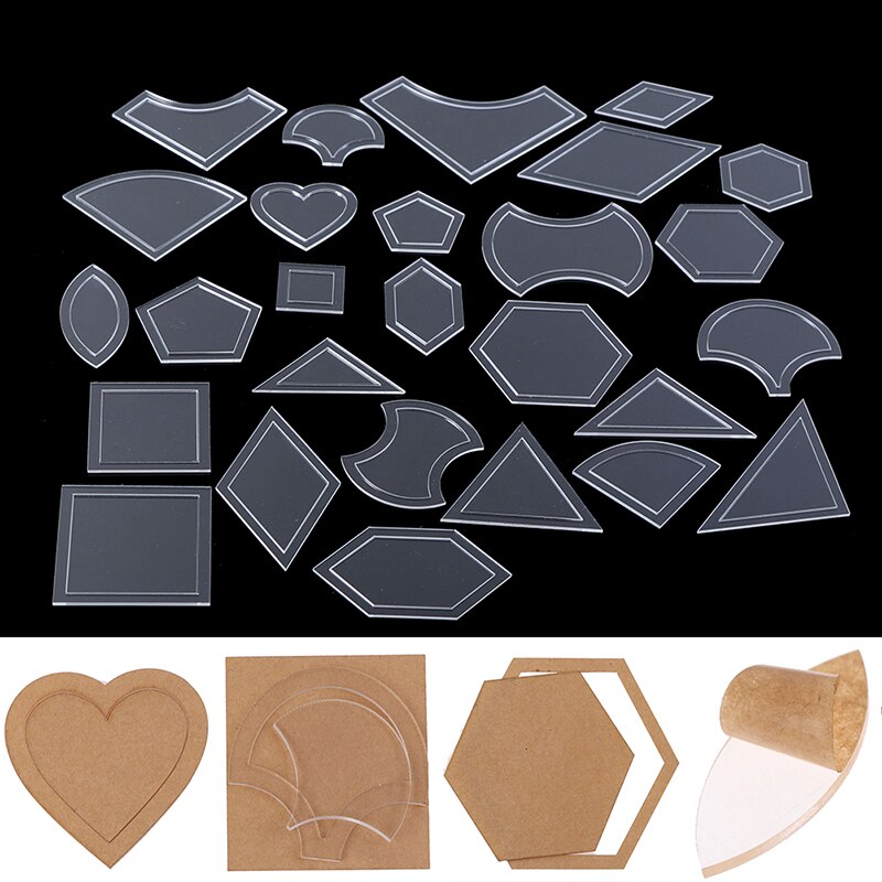 54pcs/set Transparent Acrylic Quilting Templates Sewing Stencils Craft Patchwork Ruler Handmade DIY Sewing Styling Tool