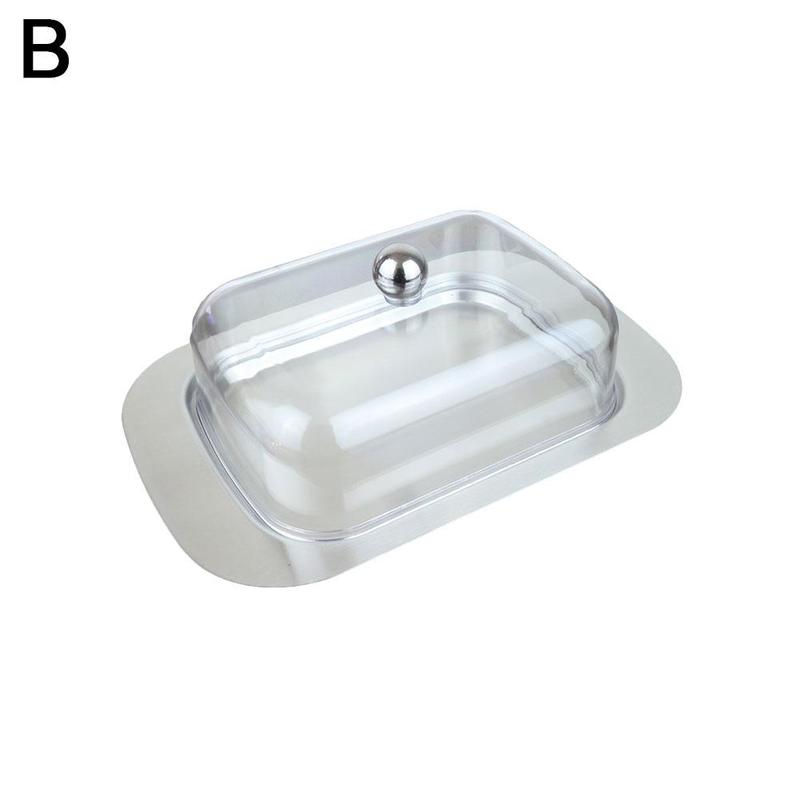 1pc Stainless Steel Butter Dish Box Container Cheese Server Storage Keeper Tray With Lid Kitchen Dinnerware: B