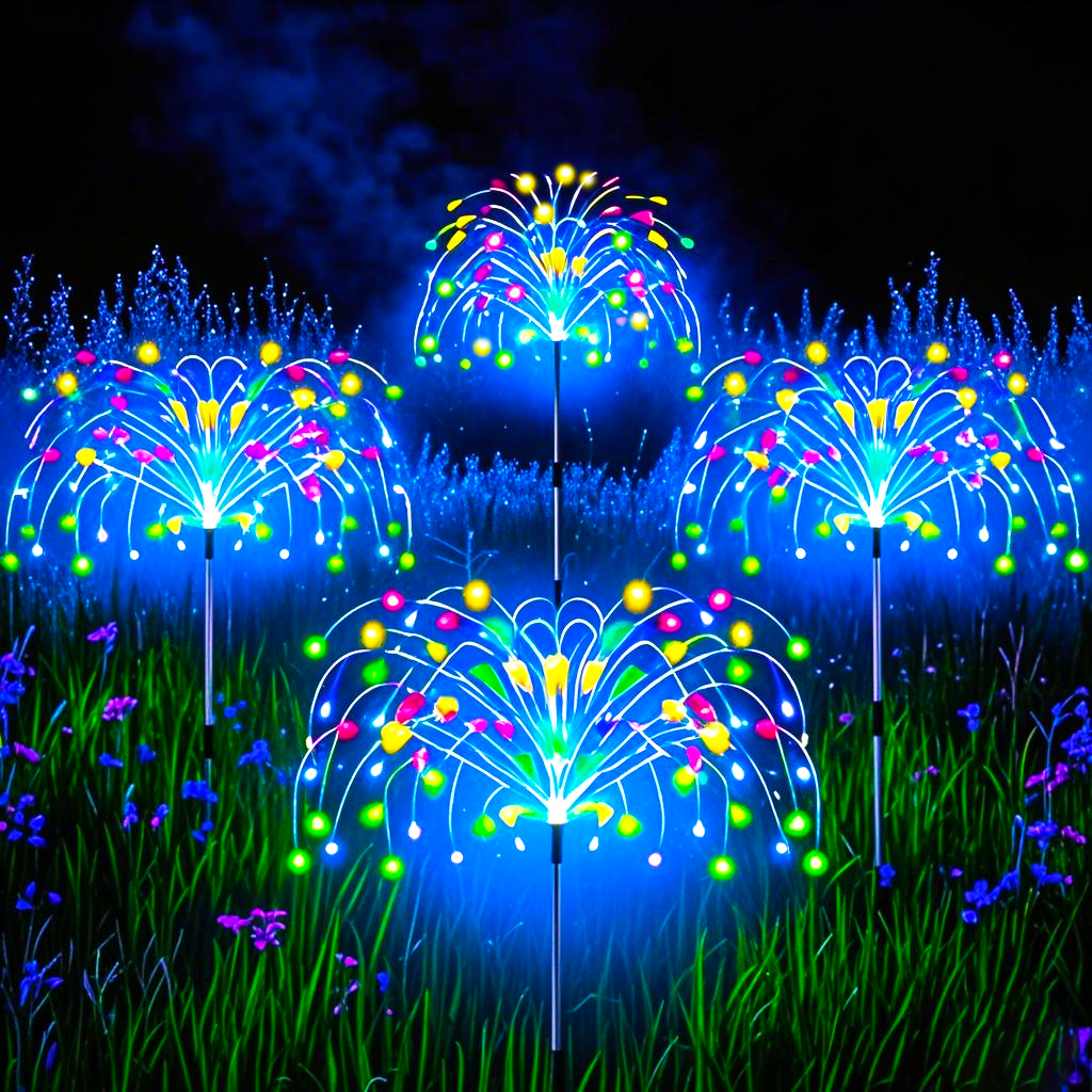 LED-Solar-Gartenleuchten für den Außenbereich, wasserdicht, Solar-Feuerwerk-Lichter zum Selbermachen für draußen, Bodenlampe, Rasen, Hof, Weg, Terrasse, Dekoration: Blau / Blau