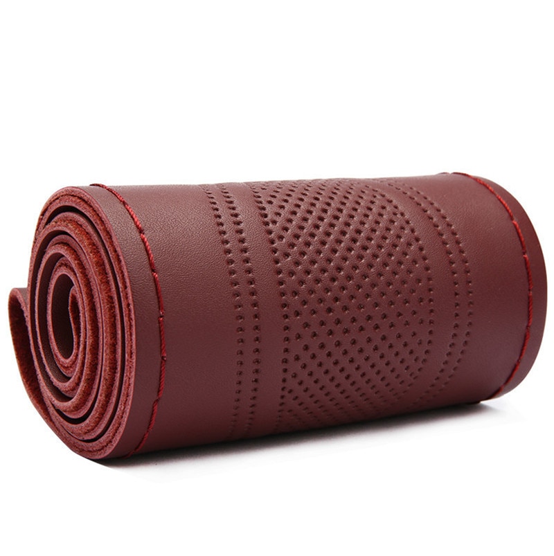 DIY Leather Steering Weel Cover Hand-stitched Car Steering Wheel Cover Steering-Wheel Braid Stitch On Wrap With Needle Thread