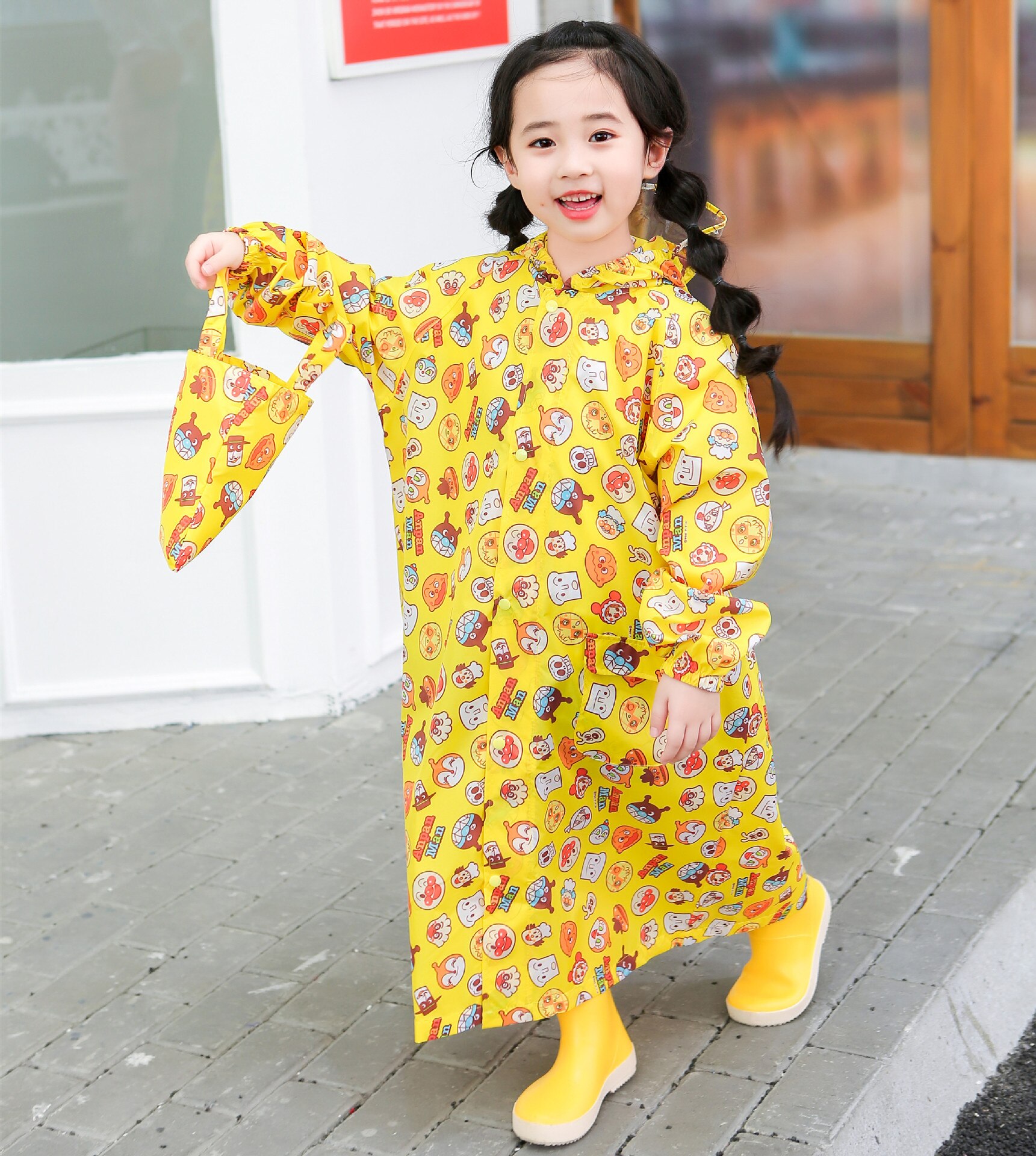 Poncho imperméable de dessin animé pour enfants et élèves, une pièce avec cartable, imperméable et résistant à la neige