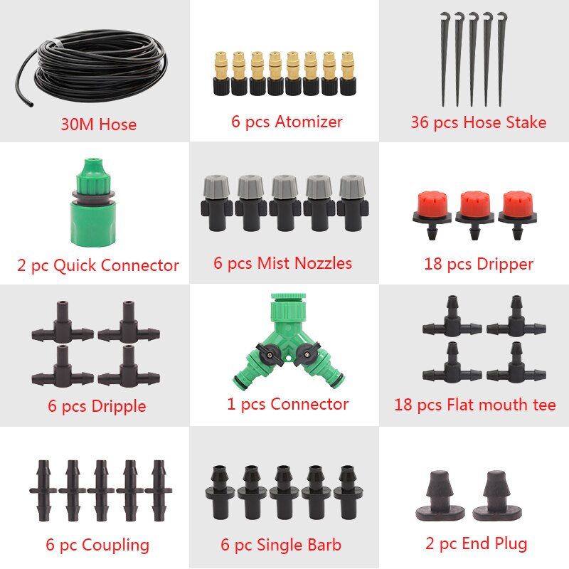 Fast 5M-50M Irrigation System Automatic Watering Garden Micro Drip Watering Kits With Adjustable Drippers: 30m