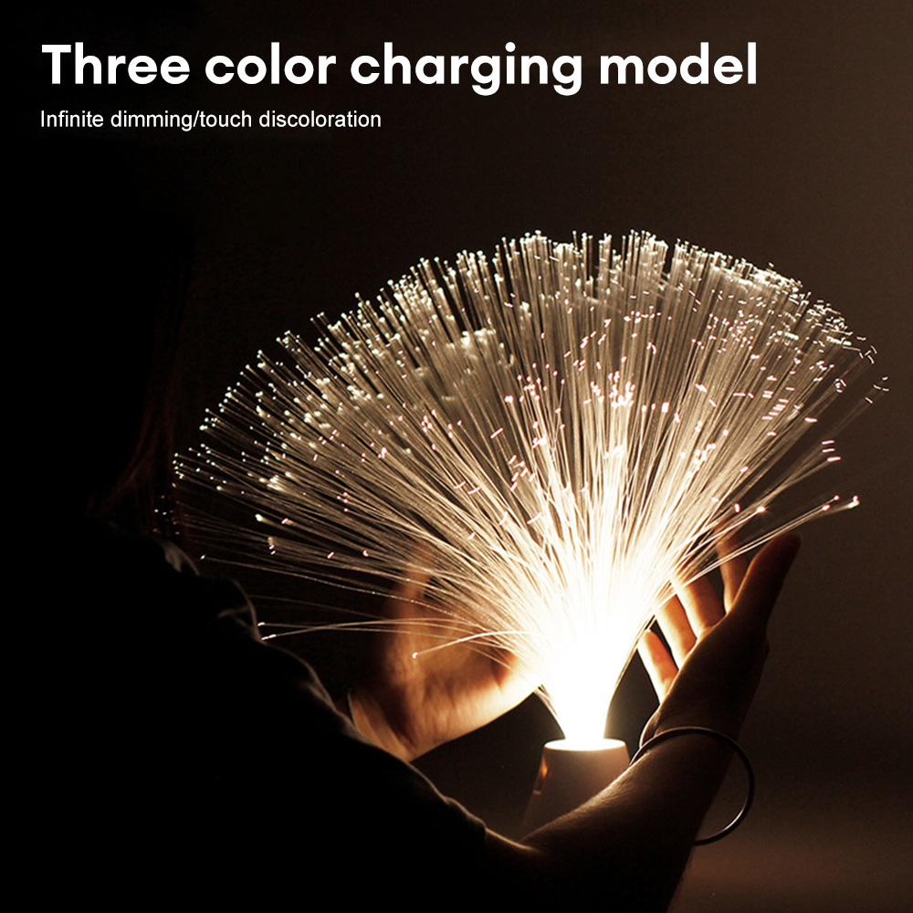 Luz LED de fibra óptica, iluminación nocturna de tres o nueve colores, lámpara de decoración, luces de ambiente de vacaciones