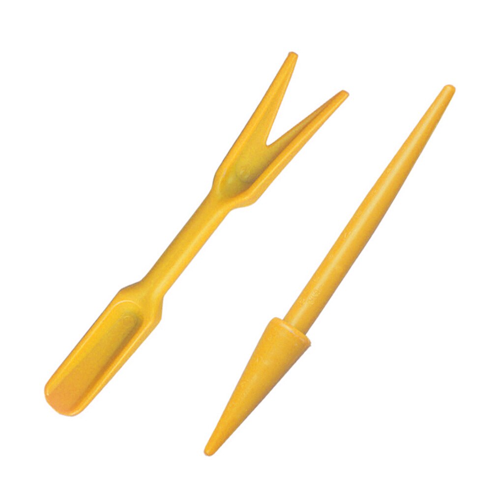 2Pcs Zaaien Vetplanten Transplanteren Zaailingen Teelt Planten Gereedschap Bonsai Meststof Boren Punchers Tuin Planter: Yellow 14.5cm