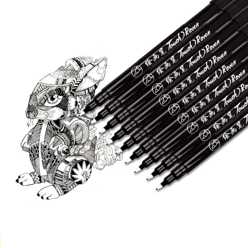 Zwarte Inkt Fine Liner Pen Tekening Schilderen Glas Cd Handtekening Marker Waterdicht Comic Art Graffit School Office Supply Stationair