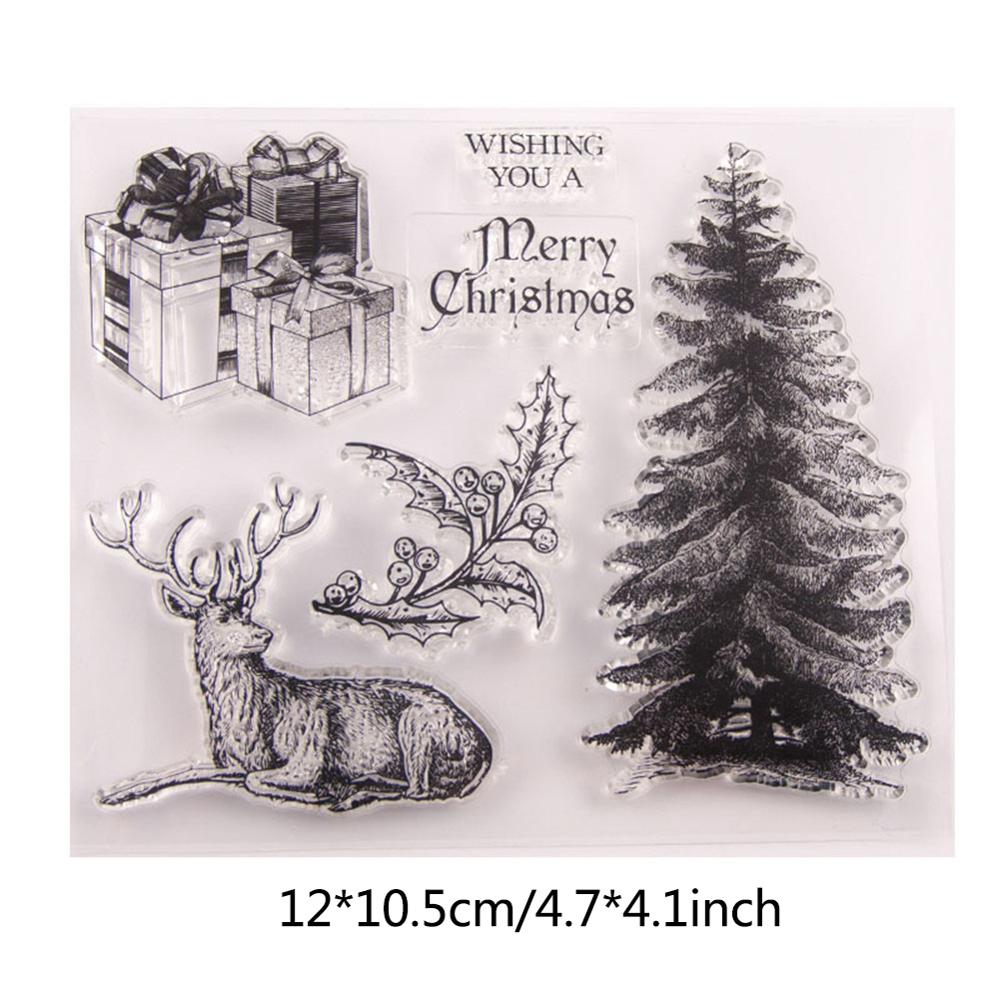 Dolcevita jul santa skov træ klart stempel snefnug hjorte gennemsigtig silikone stempel segl til diy scrapbooking papir kort: Træstempel