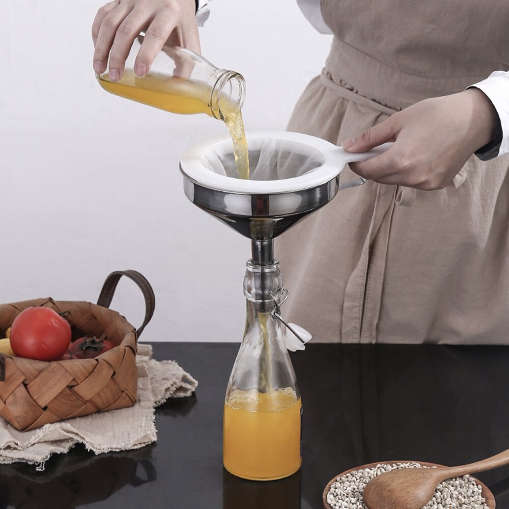 Durable Stainless Steel Funnel Multifunctional Kitchen Oil Liquid Funnel Spices Wine Flask Filter Detachable