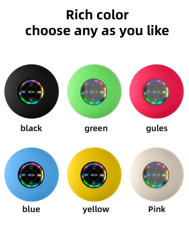 Mini-Bluetooth-Lautsprecher, wasserdicht, für Badezimmer, Audio-, kabellose Duschlautsprecher, RGB-Licht für Telefon, Soundbar, freihändiger Autolautsprecher