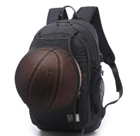 Sport Laptop Rugzak Schooltas Voor Tiener Jongens Voetbal Pack Bag Gym Tassen Mannelijke Met Voetbal Basketbal Netto Rugzak: zwarte kleur