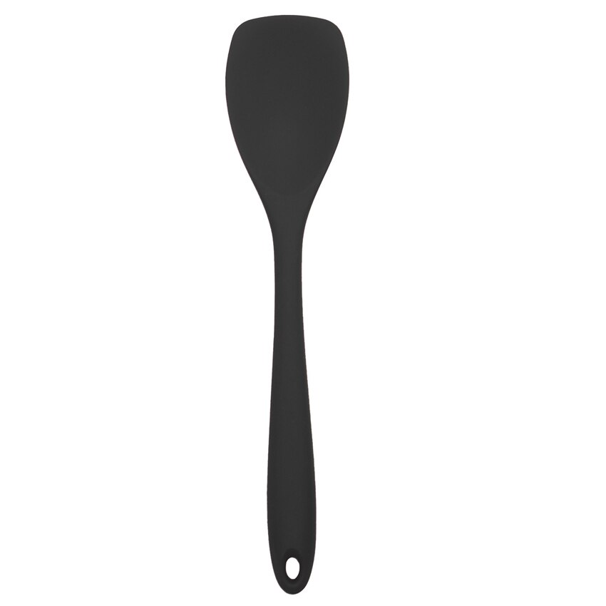 Svart matlagningsredskap set i silikon med non-stick bakredskap köksutrustning slitsad vändare spatel sked mattång kökssats: 1 st salladssked